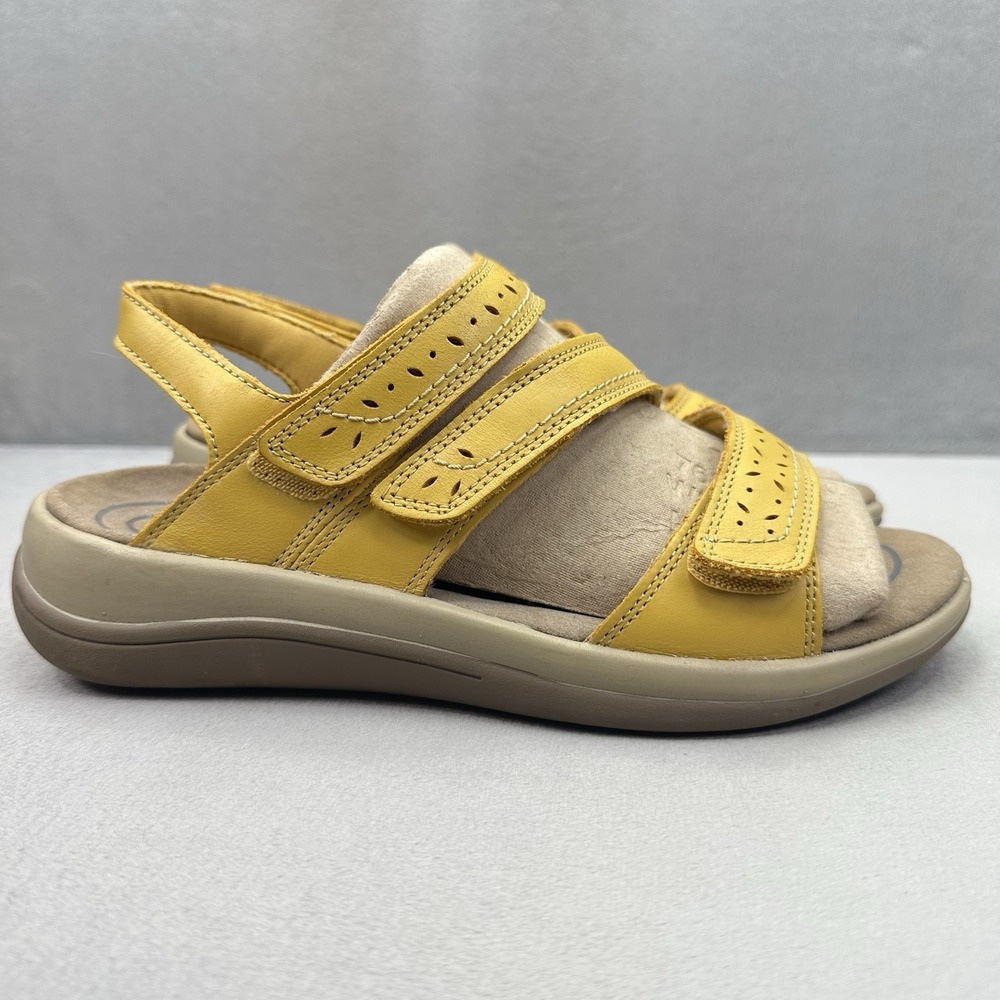 OrthoFeet Naxos 930 Womens Size 7 (D) Adjustable Sandals Yellow Leather Support